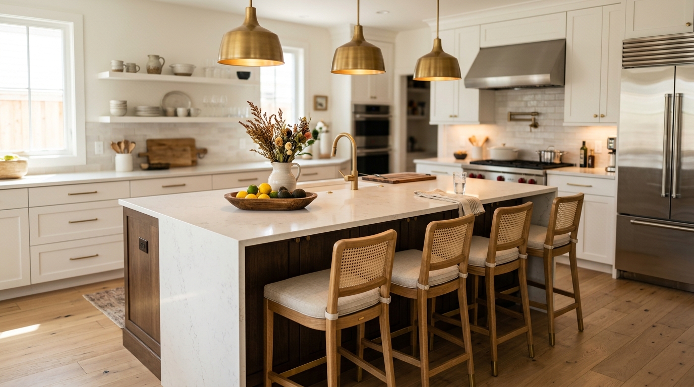 Kitchen Island Design Ideas: Pairing Stools with Style